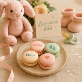 Macarons personnalisés Baby Shower fille ou garçon avec prénom imprimé