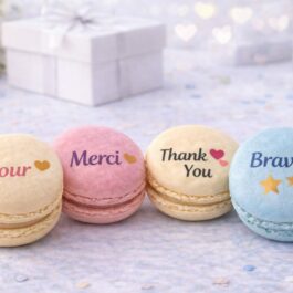 Macarons personnalisés de remerciement et félicitations