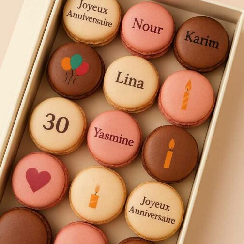 Macarons personnalisés pour anniversaire – message ou prénom à imprimer