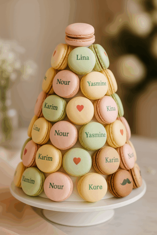 pyramide de macarons personnalisables