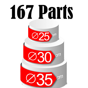 Pièce montée 3 étages – 167 parts – Ø 35 + Ø 30 + Ø 25 cm
