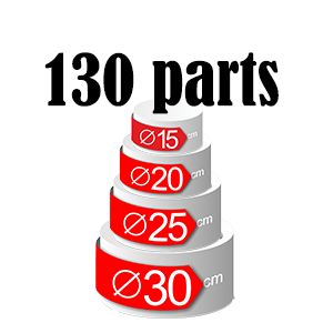 Pièce montée 4 étages – 130 parts – Ø 30 + Ø 25 + Ø 20 + Ø 15 cm