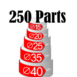 Pièce montée 5 étages – 250 parts – Ø 15 + Ø 20 + Ø 25 + Ø 35 + Ø 40 cm