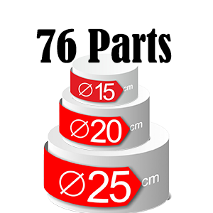 Pièce montée 3 étages – 76 parts – Ø 25 + Ø 20 + Ø 15 cm