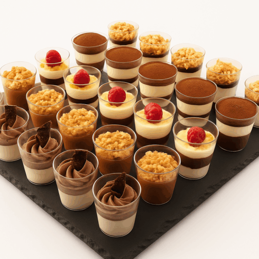 assortiment de verrines sucrées sélection raffinée prête à servir