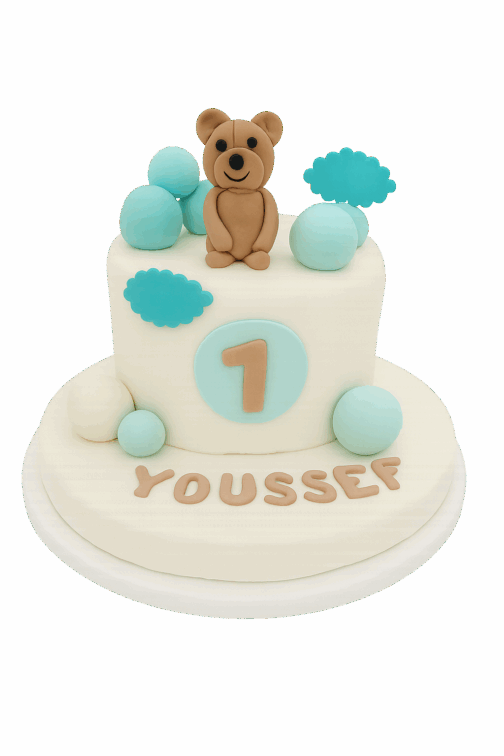 gâteau anniversaire 1 an personnalisé – Cake design ourson Deluxe