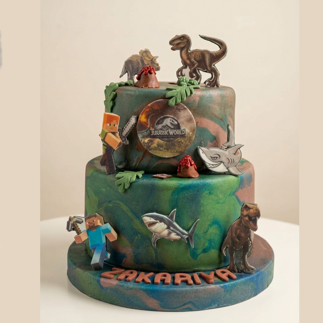 Gâteau anniversaire dinosaure personnalisé – Cake design Jurassic Deluxe Gâteau anniversaire dinosaure personnalisé – Cake design Jurassic Deluxe – Image 2