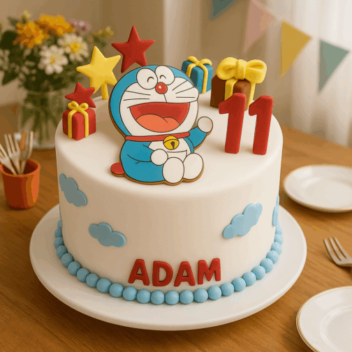 Gâteau anniversaire Doraemon décor festif et gourmand signé Deluxe