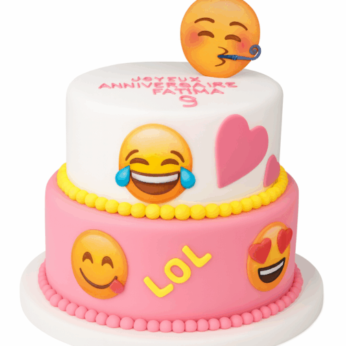 gâteau anniversaire emoji personnalisé – Cake design LOL fun et coloré