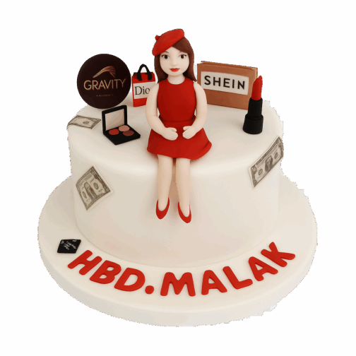 gâteau anniversaire fille shopping et mode de luxe personnalisable