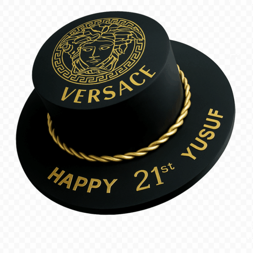 gâteau anniversaire Versace noir et or luxe personnalisable Deluxe