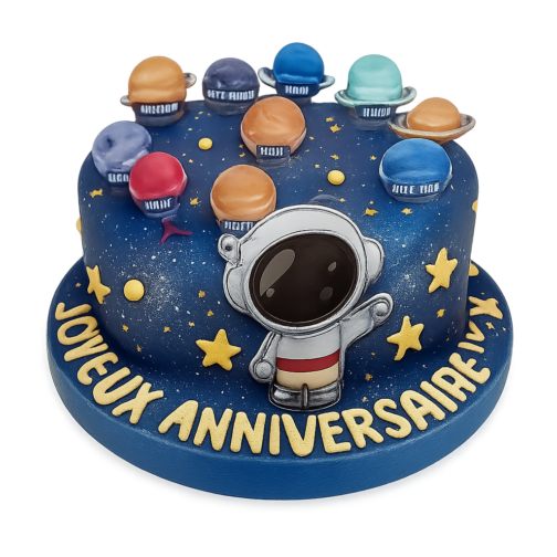 gâteau astronaute et planètes