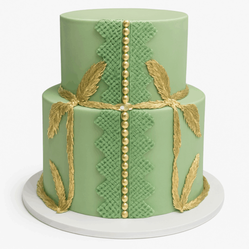 Gâteau de mariage élégant – Wedding cake Deluxe vert pastel et or – Image 2