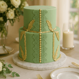 gâteau de mariage élégant – Wedding cake Deluxe vert pastel et or
