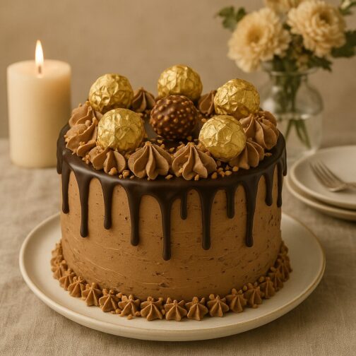 Gâteau Layer Cake – Chocolat et Noisette décor Rocher – Image 2