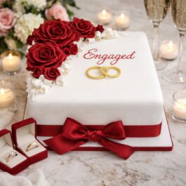 gateau de fiancailles personnalise blanc et rouge deluxe