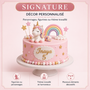 Signature : Décor plus travaillé avec personnages, figurines ou éléments thématiques.