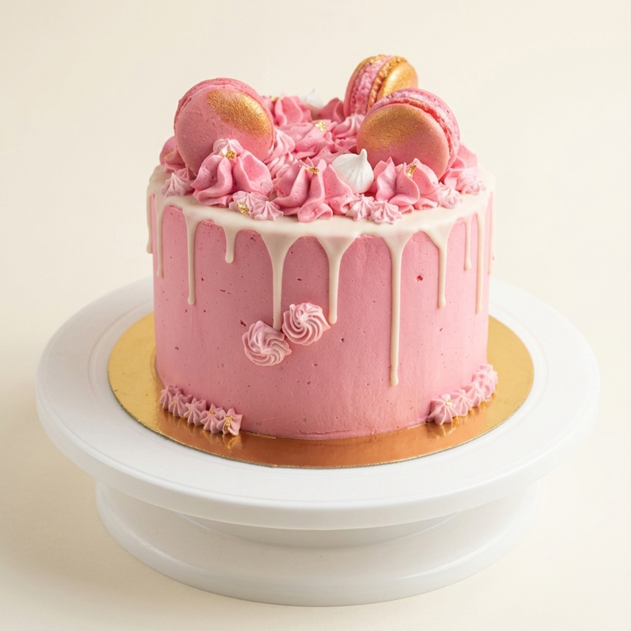Drip Cake Rose Macarons – Gâteau Anniversaire Drip Cake Rose Macarons – Gâteau Anniversaire – Image 2