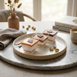 Trio de mini verrines cheesecake sur mesure au caramel, chocolat noisette et chocolat intense - Deluxe Pâtisserie Tunis