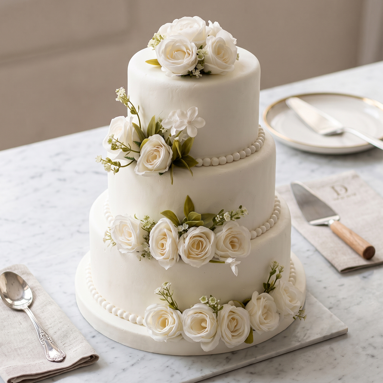 Wedding Cake Blanc Prestige - Deluxe Pâtisserie & Macarons