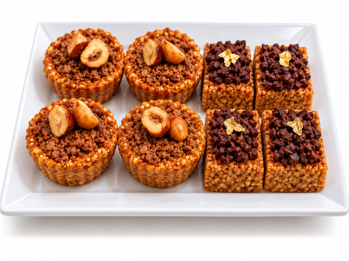 Tartelettes aux Noisettes et Carrés au Chocolat Deluxe Tartelettes aux Noisettes et Carrés au Chocolat Deluxe