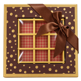 Coffret cadeau chocolat brun et or
