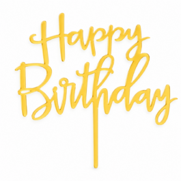 Cake topper Happy Birthday doré pour gâteau d’anniversaire