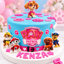 Gâteau d’anniversaire Pat’ Patrouille fille avec Skye, prénom Kenza et âge personnalisé – Deluxe Tunis