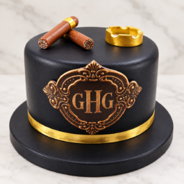 Gâteau Homme Cigare Noir & Or Personnalisé
