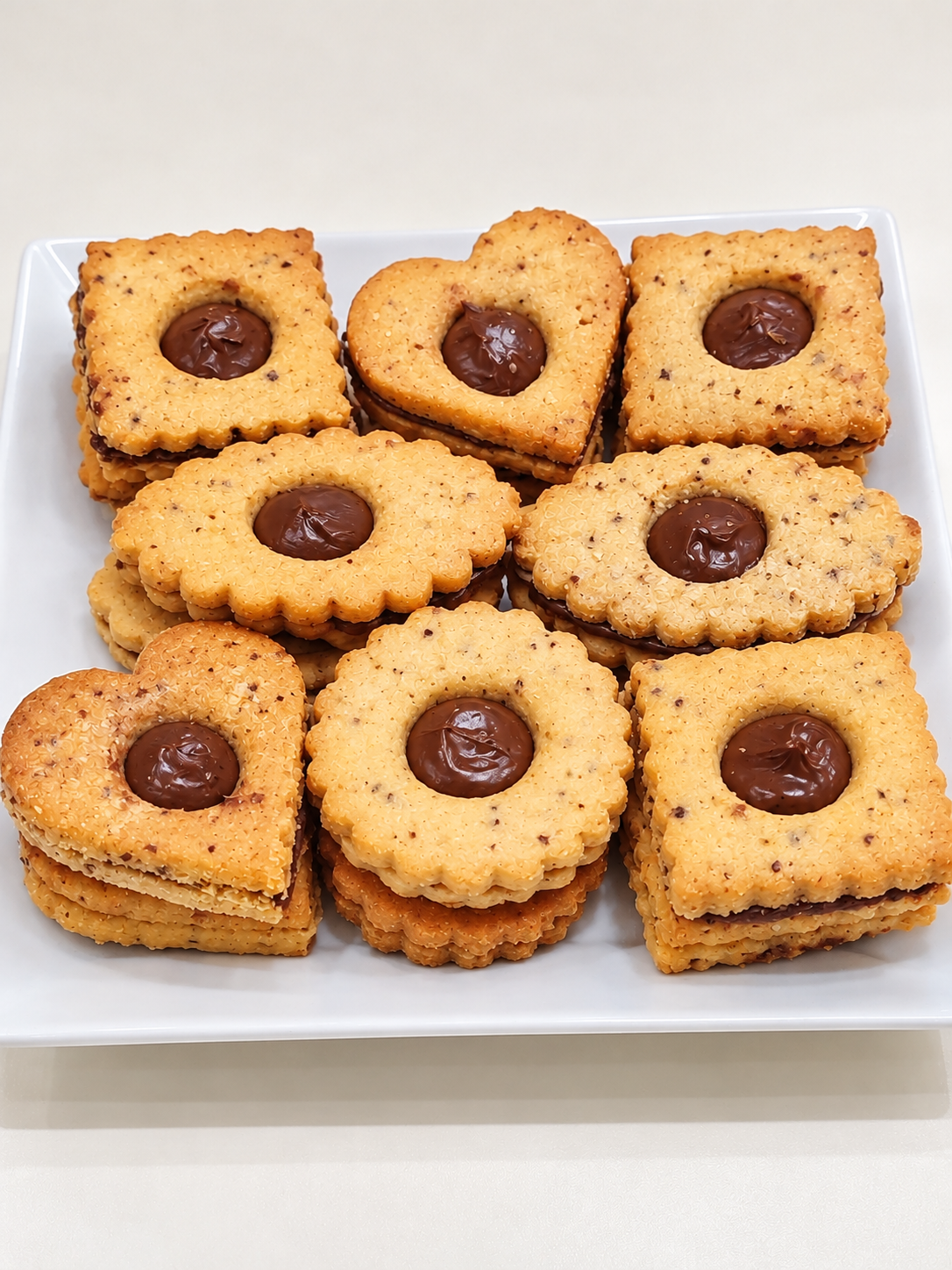 Biscuits Fourrés au Chocolat Deluxe – Cœurs, Carrés et Ronds Biscuits Fourrés au Chocolat Deluxe – Cœurs, Carrés et Ronds
